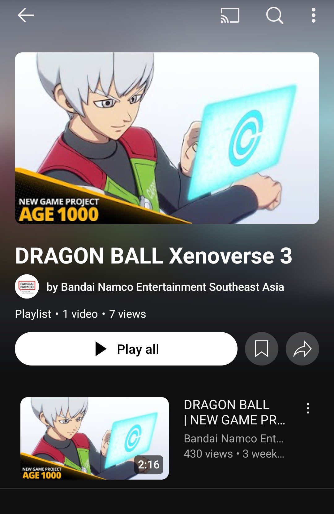 Dragon Ball: 1000 éves új játék röviden feltűnt a Dragon Ball Xenoverse 3 lejátszási listájában a Bandai délkelet-ázsiai YouTube-csatornáján!